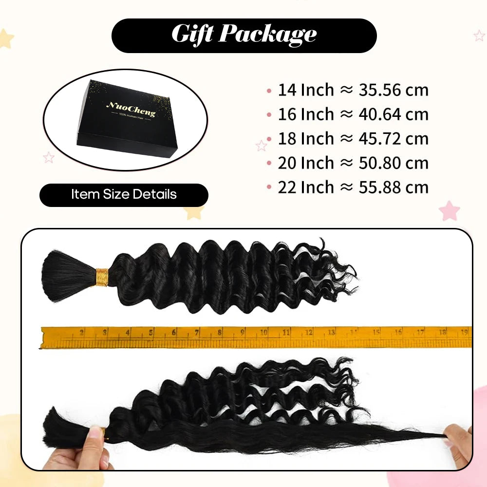 2 Bundles Echthaar für Braids 4 Zoll, 100g brasilianisches Virgin Deep Wave Haar zum Flechten