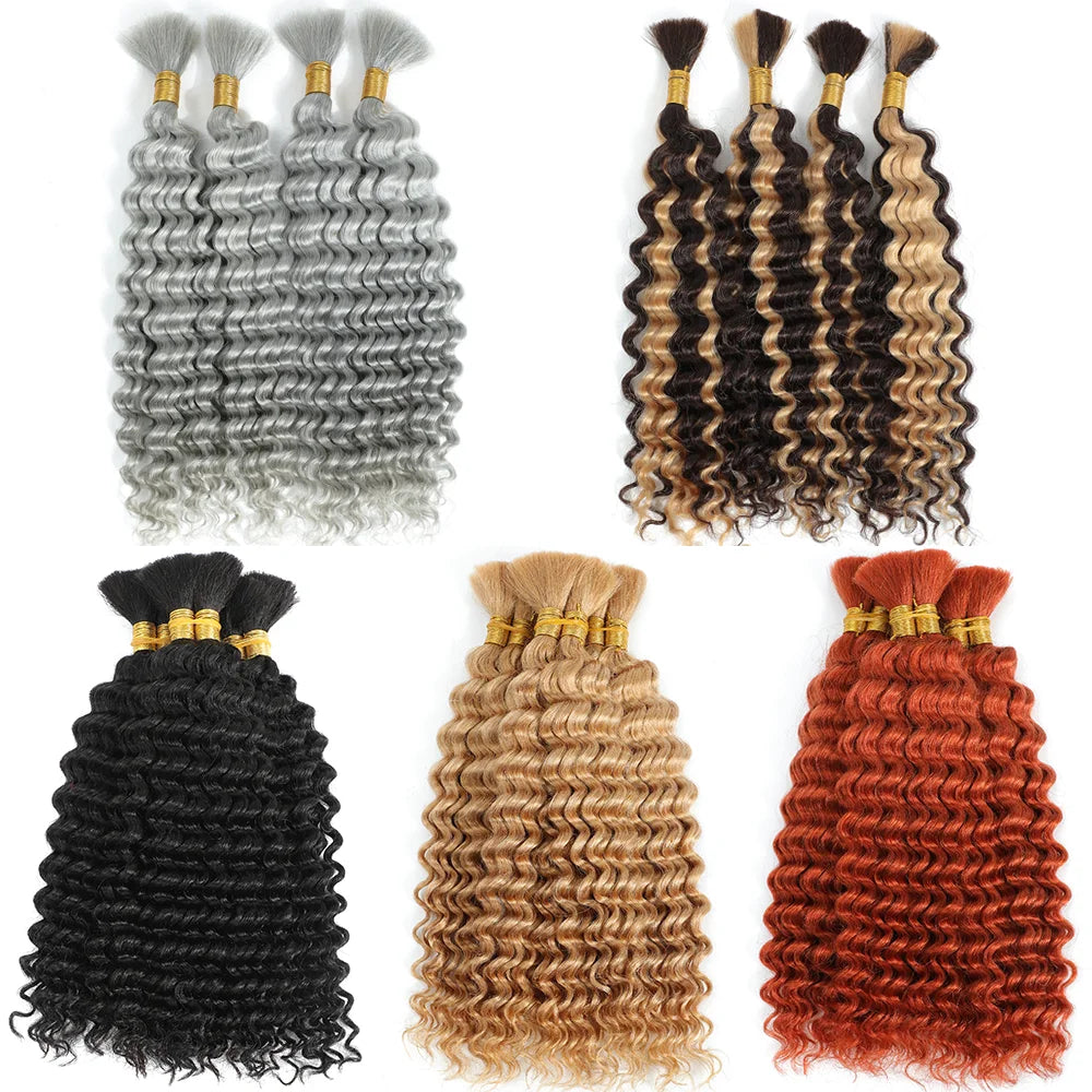 2 Bundles Echthaar für Braids 4 Zoll, 100g brasilianisches Virgin Deep Wave Haar zum Flechten